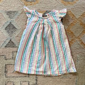 Rainbow stripe seer sucker dress, 12mos